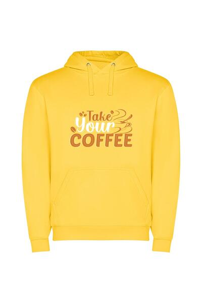 iLovePrints Steaming Cup of Indulgence Φούτερ με κουκούλα σε χρώμα Κίτρινο