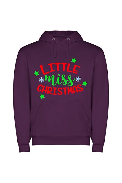 iLovePrints Merry Miss Christmas Delights Φούτερ με κουκούλα σε χρώμα Μωβ