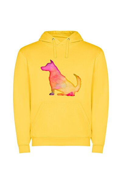 iLovePrints Vibrant Digital Canine Silhouette Φούτερ με κουκούλα σε χρώμα Κίτ...