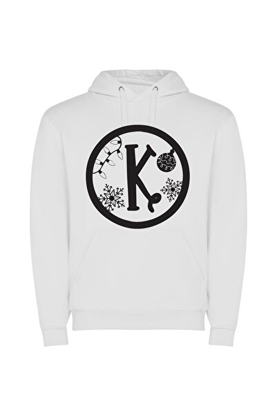 iLovePrints K Snowflake Circus Φούτερ με κουκούλα σε χρώμα Λευκό