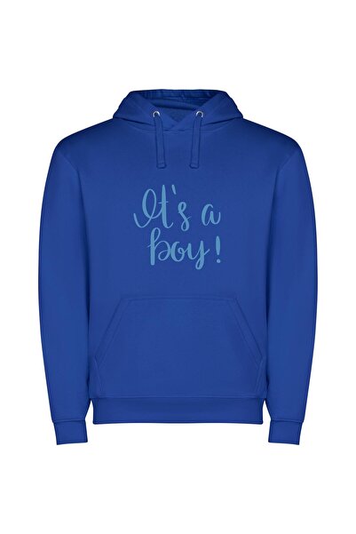 iLovePrints In Blue: It's a Boy! Φούτερ με κουκούλα σε χρώμα Μπλε