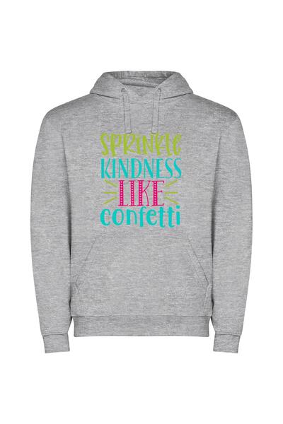iLovePrints Kindness Sprinkle: Rain of Confetti Φούτερ με κουκούλα σε χρώμα Γκρι