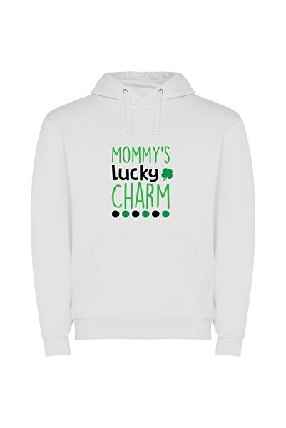 iLovePrints Lucky Charm Adore-able Greeting Φούτερ με κουκούλα σε χρώμα Λευκό