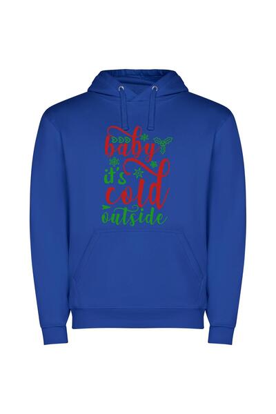 iLovePrints Winter Charm Extravaganza Φούτερ με κουκούλα σε χρώμα Μπλε