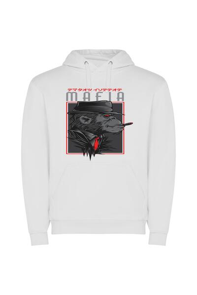 iLovePrints Primal Gangster Animals Φούτερ με κουκούλα σε χρώμα Λευκό