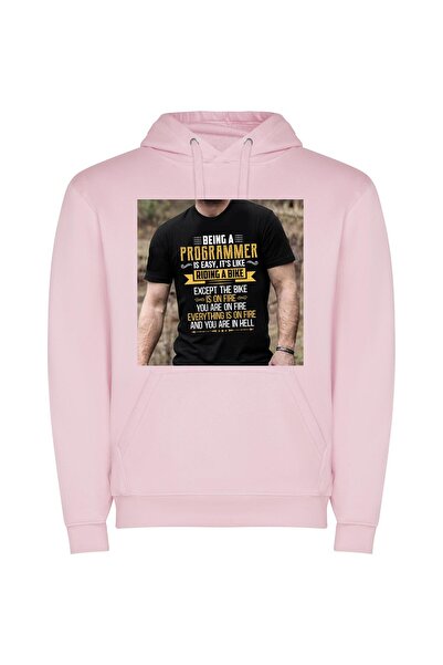 iLovePrints Easy Rider of Coding Φούτερ με κουκούλα σε χρώμα Ροζ