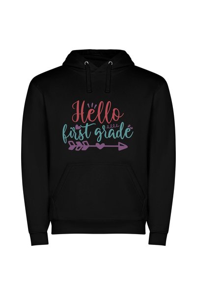 iLovePrints Charming Greetings: First Grade Φούτερ με κουκούλα σε χρώμα Μαύρο