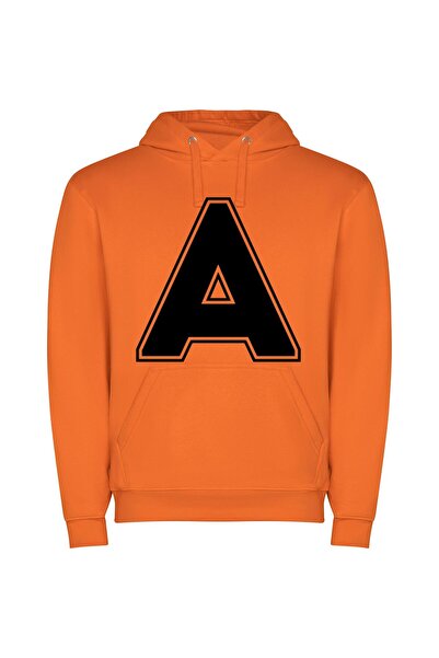 iLovePrints Monochrome Alpha Logo Φούτερ με κουκούλα σε χρώμα Πορτοκαλί