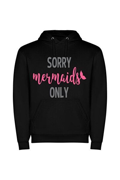 iLovePrints Mermaid Exclusive Designs Φούτερ με κουκούλα σε χρώμα Μαύρο