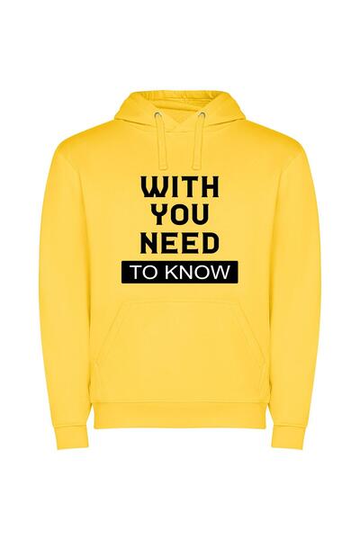 iLovePrints Know: B&W Wisdom Unveiled Φούτερ με κουκούλα σε χρώμα Κίτρινο
