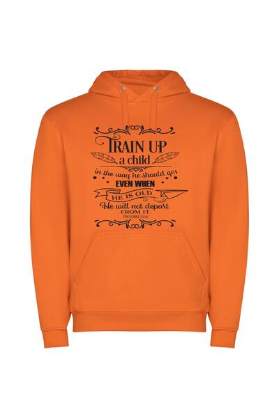 iLovePrints Train for Life's Journey Φούτερ με κουκούλα σε χρώμα Πορτοκαλί
