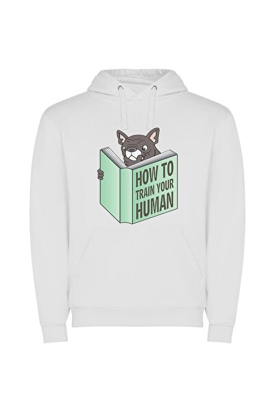 iLovePrints Pawsome Human Training Techniques Φούτερ με κουκούλα σε χρώμα Λευκό
