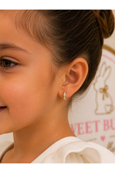 Sweet bunny Xuping Sıra Taşlı Çocuk Küpesi | Altın Renk Zarif Günlük Küpe | X...