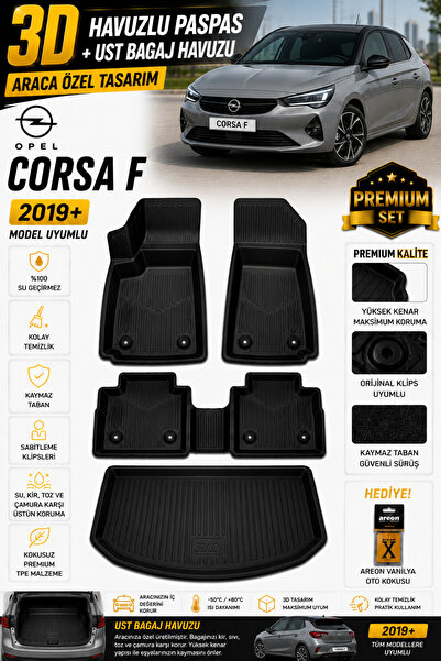 Genel Markalar OPEL CORSA F UST 2021 MODEL UYUMLU 3D ARACA ÖZEL HAVUZLU PASPA...
