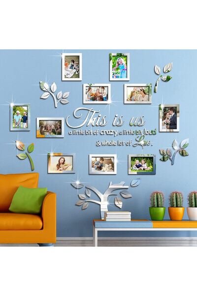 Yalikop Family Tree Wall Decor This is Us 3D DIY Mirror Stickers Picture Fram...