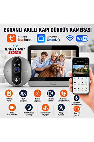 WİFİCAM Tuya Smart Ekranlı Akıllı Kapı Dürbün Kamerası