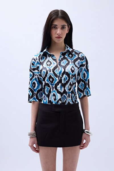 Gökyüzü Moda Patterned Satin Shirt