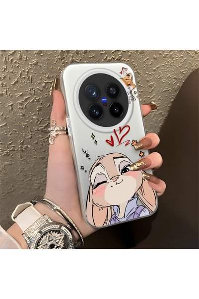 CHICASELUX غطاء متوافق مع هاتف Vivo X200 Pro بتصميم قلب وطباعة ثعلب وأرنب، مع...