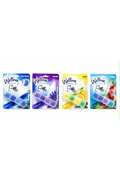 Wellnax Set de 4 blocuri de toaletă Breeze Fresh Ocean Breeze, 5 efecte, 4 x ...