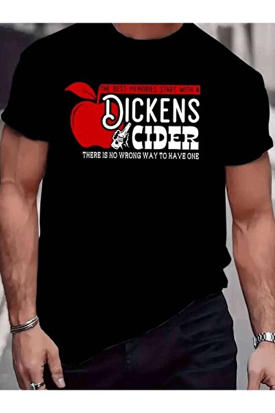 LİNA06 تي شيرت رجالي بتصميم جرافيك - تصميم "أفضل الذكريات تبدأ بمشروب ديكنز س...