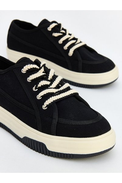 LC Waikiki Lcw Steps Black Thick Soled Women's Sports Shoes