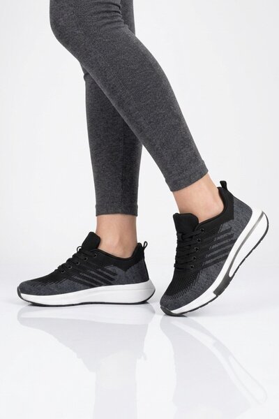 WALKWAY Black-Smoked Mesh Lightweight Flexible Unisex Sports Shoes Molen 118 g