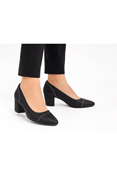TRENDYSHOSE 663 حذاء نسائي مريح من الساتان بكعب سميك