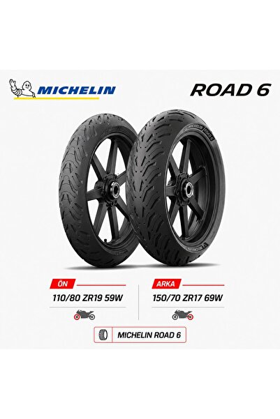 Road 6 110/80 ZR19 59W - 150/70 ZR17 69W Ön Arka Motosiklet Lastik Takımı