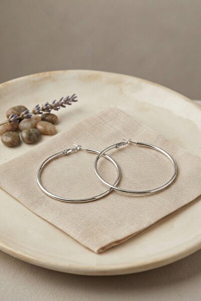 Clariss 316L Steel Silver Color 46 mm Hoop Earrings