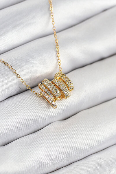 deluxe takı ve giyim 316L Steel Zircon Stone Spiral Model Gold Color Women's ...