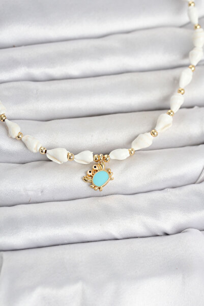 DMR Elegance Natural Sea Shell Stringed Blue Crab Model Necklace
