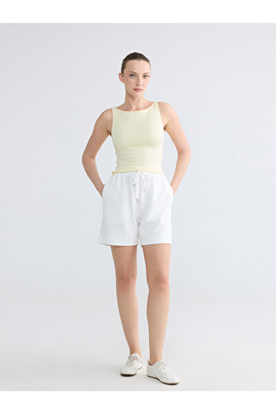 LC Waikiki White Soft Touch Women's Shorts with Elastic Waist