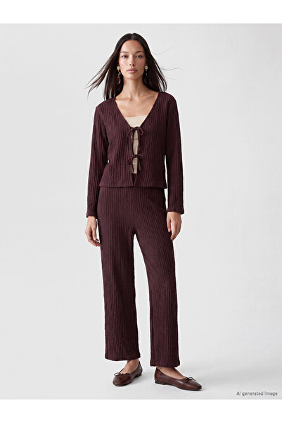LC Waikiki Plum Elastic Waist Textured Women's Trousers