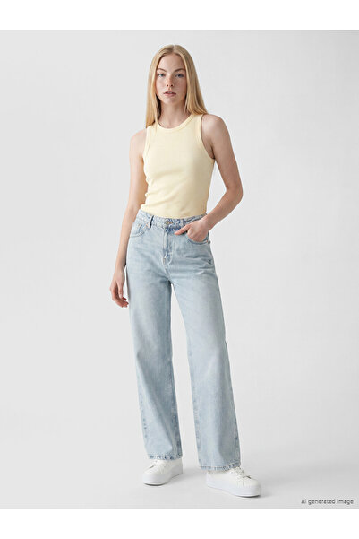 LC Waikiki Blue Wideleg Women's Jean Trousers