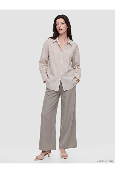 LC Waikiki Beige Elastic Waist Modal Blend Women's Trousers