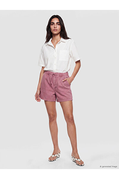 LC Waikiki Pink Women's Jean Shorts with Elastic Waist
