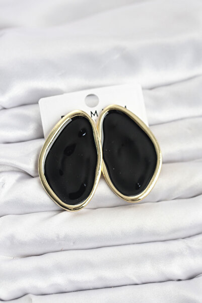 DMR Elegance Brass Black Enamel Drop Model Vintage Plate Women's Earrings
