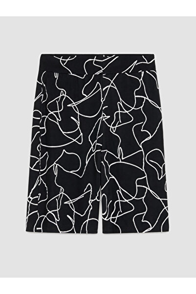 LC Waikiki Black High Waist Patterned Women's Shorts