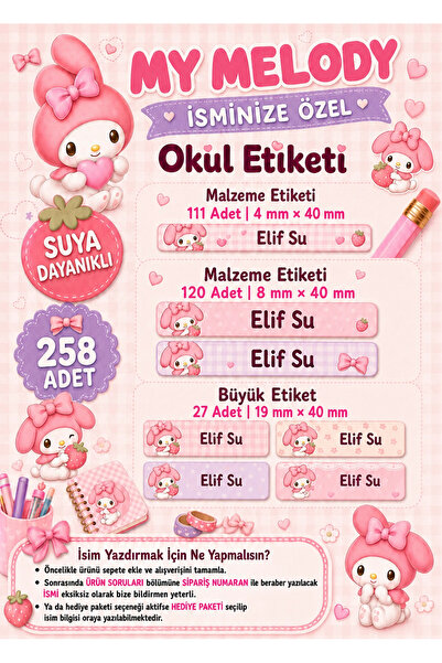 Ceres Studio Okul Etiketi Kalem Defter isimli Etiket Isim Yazılabilen My Melo...