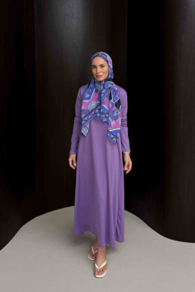 Melike Tatar فستان شيفون منقوش مع شال 32-2930