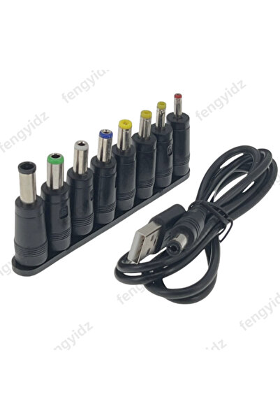 Choice كابل طاقة عالمي USB إلى مقبس DC 5.5 * 2.1 ملم، سلك شحن 5 فولت مع 8 موص...