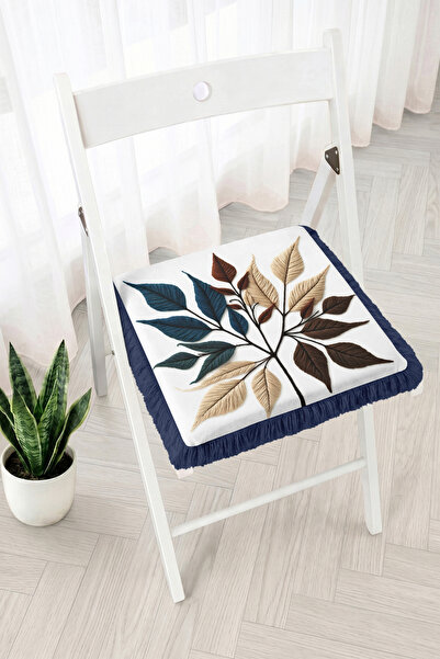 Realhomes Autumn Leaf Branch Patterned Fringed Zippered Chair Cushion - Bohem...