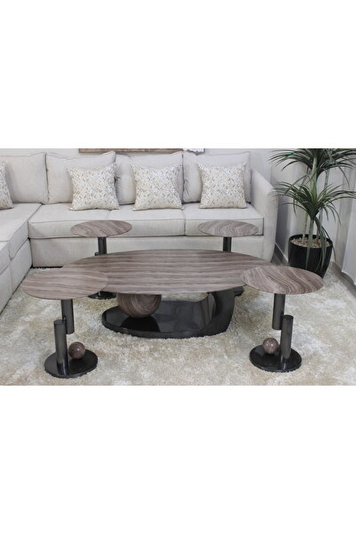 GLAMOURE HOME طقم طاولات خدمة وضيافة فاخر بتصميم مودرن (يتكون من 5 قطع: 1+4)