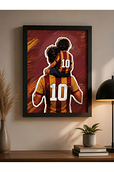 EVİMDM Galatasaray Taraftar Dekoratif Çerçeveli Tablo 30x38 cm – Baba Çocuk 1...