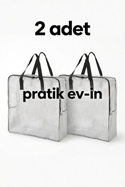 IKEA 2 Adet Hurç Şeffaf Çamaşırlık Çanta Gardrop Düzenleyici 65x22x65 Cm
