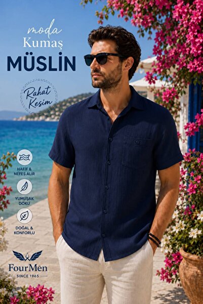 Aycan Fourmen Muslin Fabric Relaxed Fit Single Pocket Shirt
