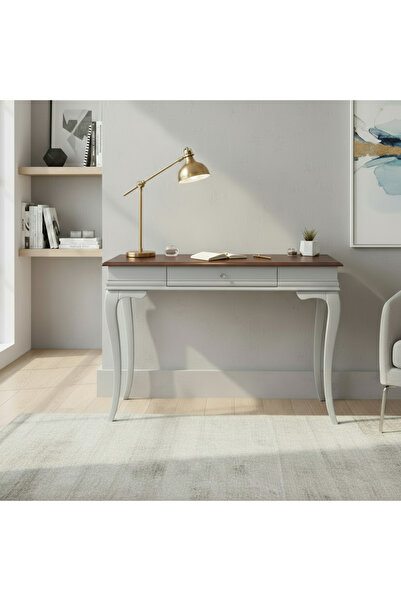 ROYS AHŞAP 110 Cm Masif Rustik Gri Ceviz Çalışma Masası