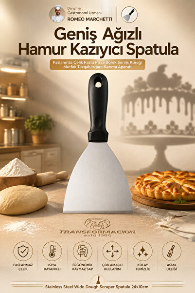 Transformacion Hamur Kazıyıcı Spatula 24x10cm - Pasta Pizza Börek Servis Küre...