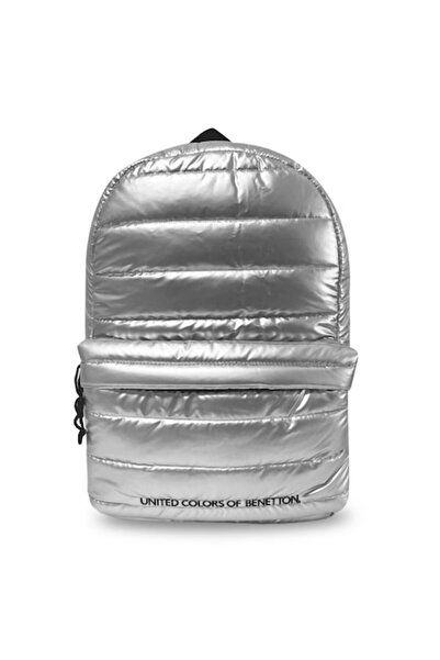 Benetton Rucsac argintiu pufos 30x14x46cm