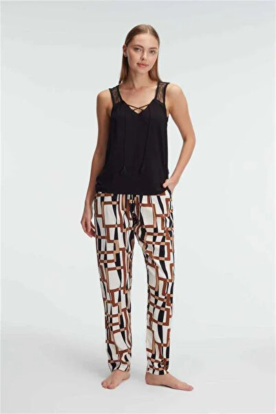 SS HOME CONCEPT Zero Sleeve V-Neck Viscose Geometric Summer Long Rope Detaile...